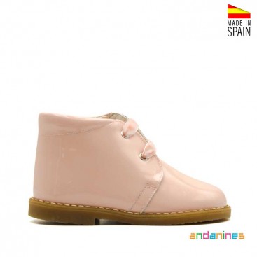 Botines niña charol rosa