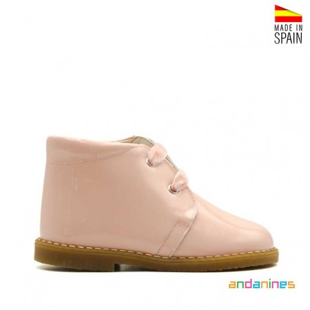Botines niña charol rosa