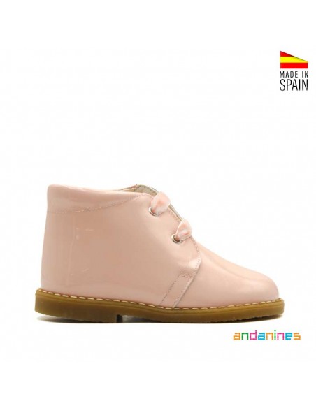 Botines niña charol rosa