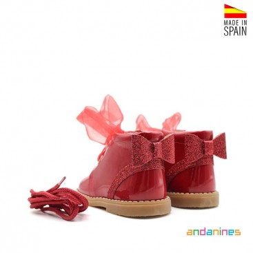 Botines rojos charol niña