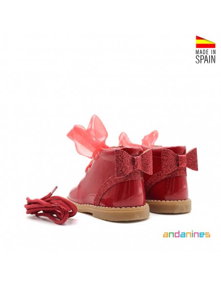 Botines rojos charol niña