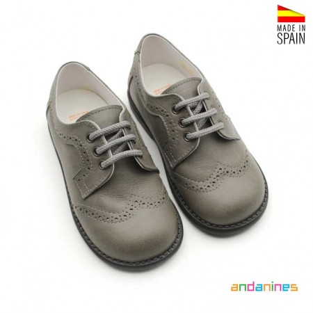 Blucher gris niño piel