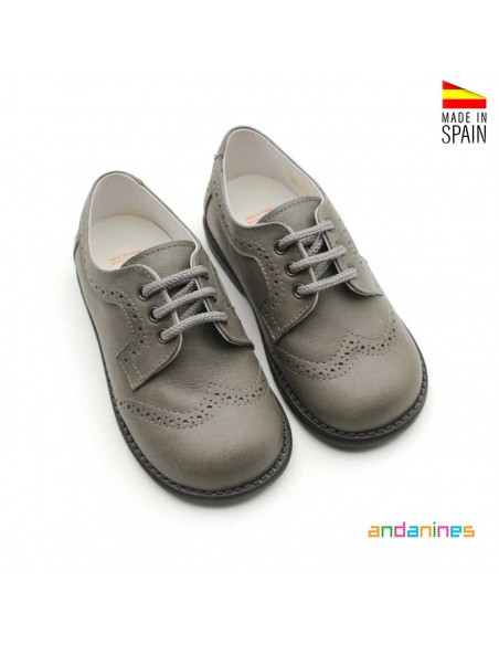 Blucher gris niño piel