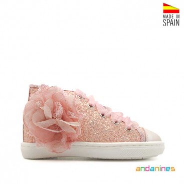 Botines rosas con brillos
