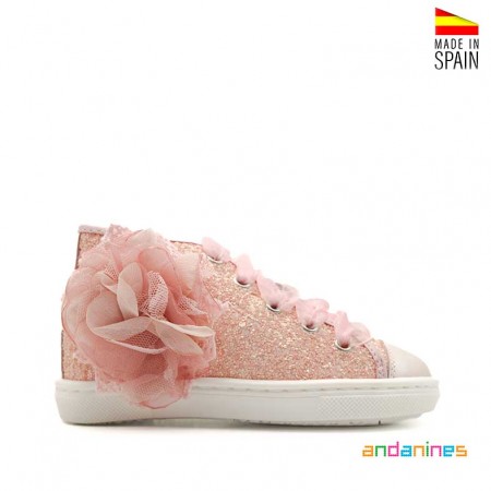 Botines rosas con brillos