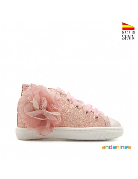 Botines rosas con brillos