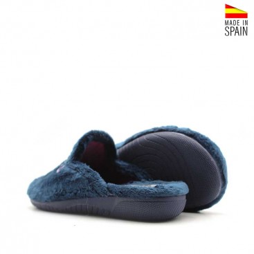 Zapatillas de casa abiertas por detrás para mujer en color azul marino