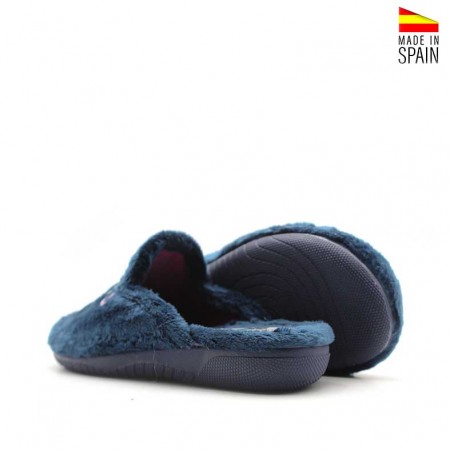 Zapatillas de casa abiertas por detrás para mujer en color azul marino