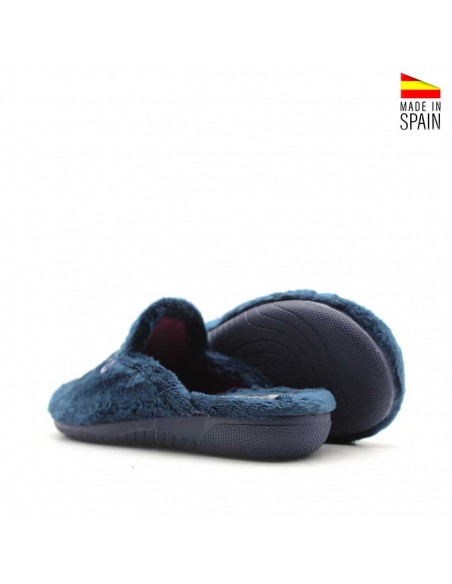 Zapatillas de casa abiertas por detrás para mujer en color azul marino