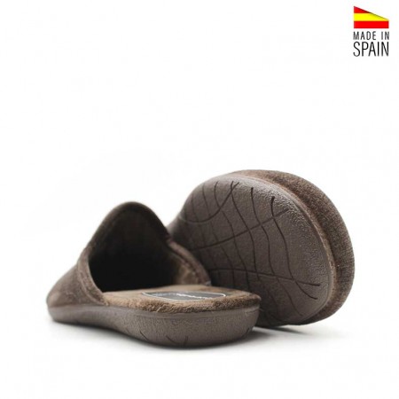 zapatillas de invierno hombre para casa marrones con suela de goma