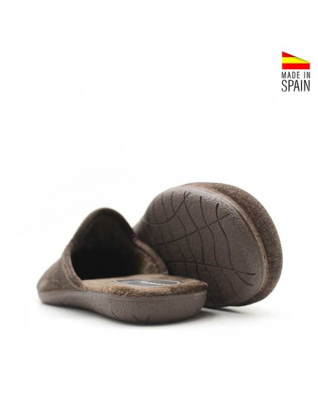 zapatillas de invierno hombre para casa marrones con suela de goma
