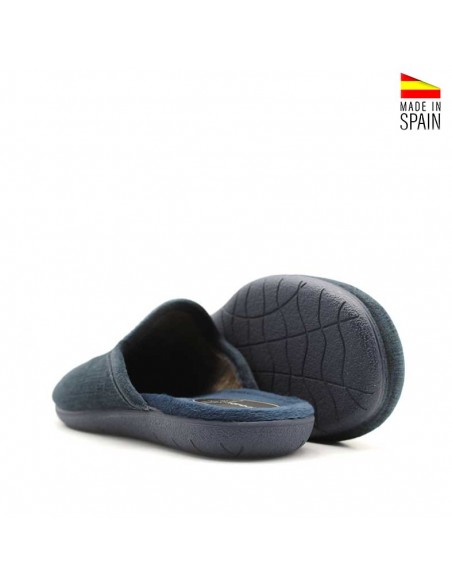 zapatillas de estar por casa hombre para invierno azul marino con suela de goma
