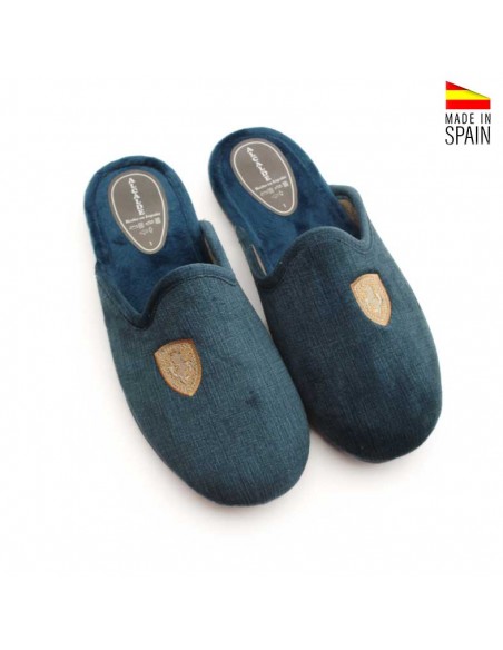 zapatillas estar por casa hombre azul marino con escudo de invierno