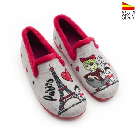 Zapatilla casa gris cerrada París