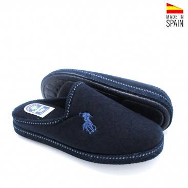 Zapatilla azul marino para casa de hombre vista lateral