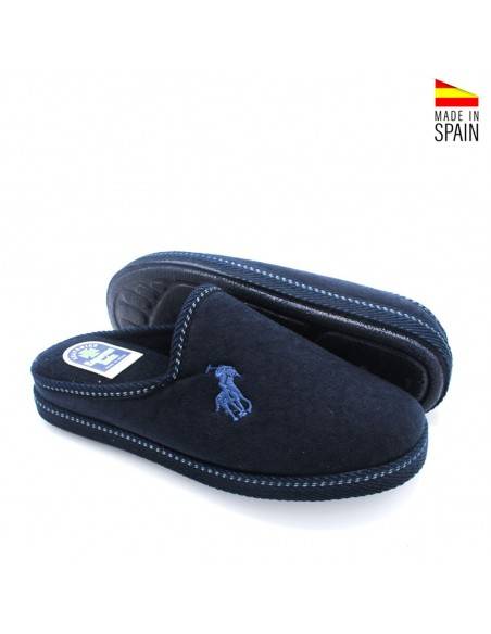 Zapatilla azul marino para casa de hombre vista lateral