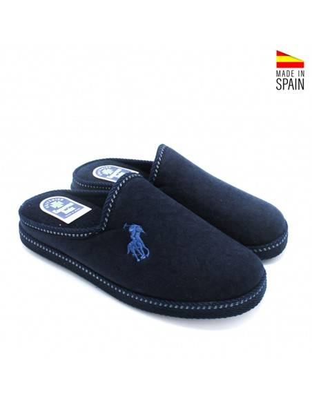 zapatilla de casa azul marino hombre con caballo