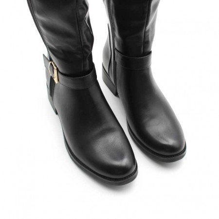 Bota talla grande negra con cremallera y caña elástica