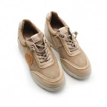 zapatillas cuña beige