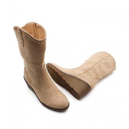 botas beige con cuña
