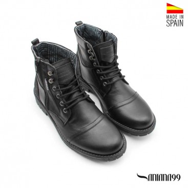 Botas negras de piel hombre con cordones y cremallera Santana99