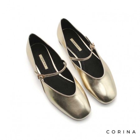 zapato plano dorado​