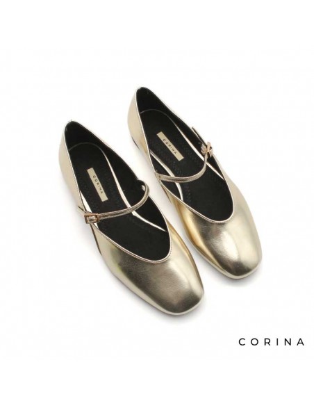 zapato plano dorado​