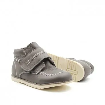 botines piel gris velcros
