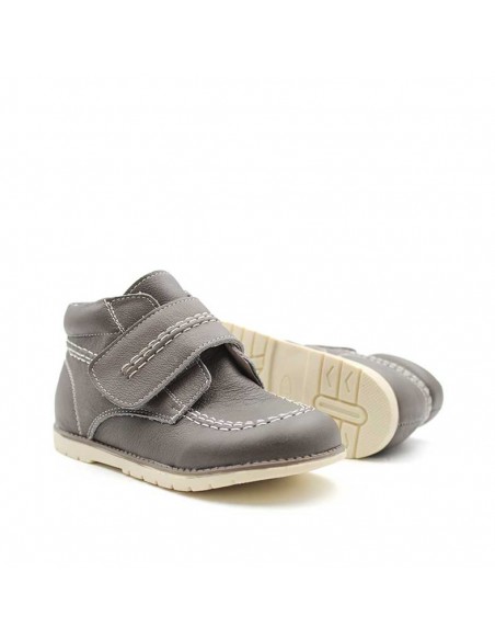 botines piel gris velcros