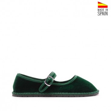 Merceditas de terciopelo verde