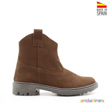 Botín serraje marrón niña