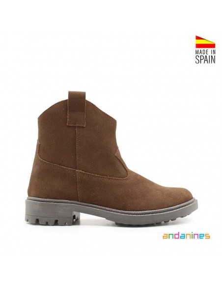 Botín serraje marrón niña