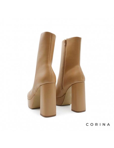 Botín camel punta cuadrada Corina