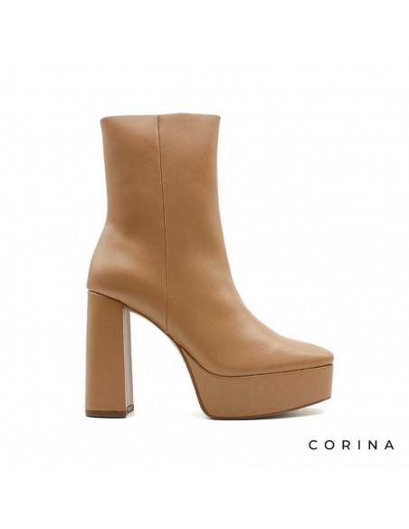 Botín camel alto con plataforma lateral
