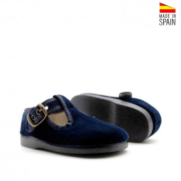 zapato niño terciopelo azul marino