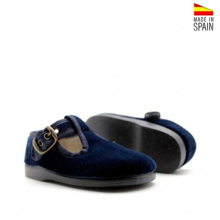 zapato niño terciopelo azul marino