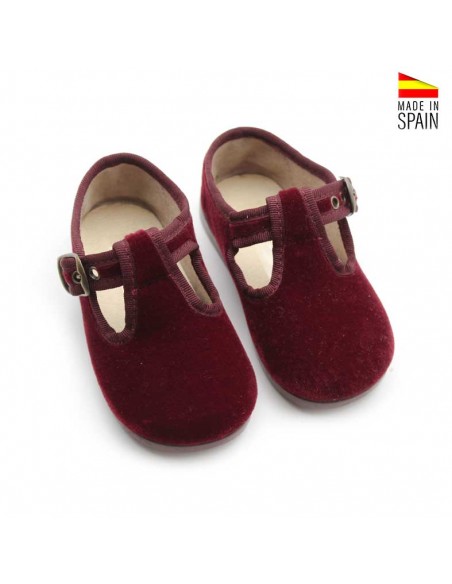 zapato terciopelo niño burdeos