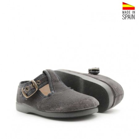 zapato niño terciopelo gris