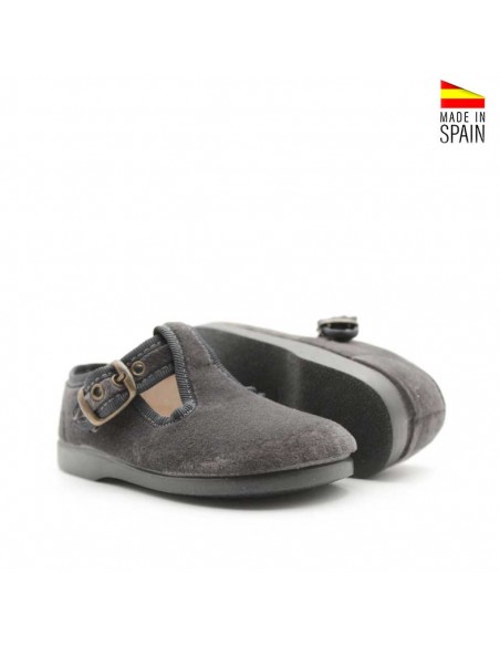 zapato niño terciopelo gris