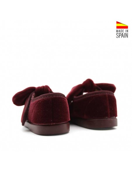calzado niña terciopelo burdeos suela goma