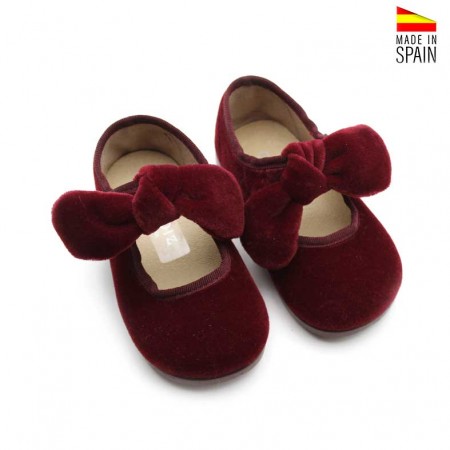 zapato terciopelo burdeos niña