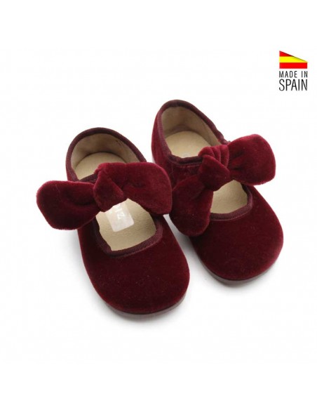 zapato terciopelo burdeos niña