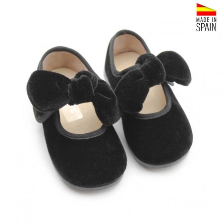calzado niña terciopelo negro