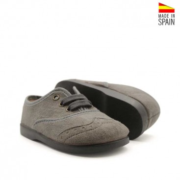 Zapato blucher gris con cordones vista lateral