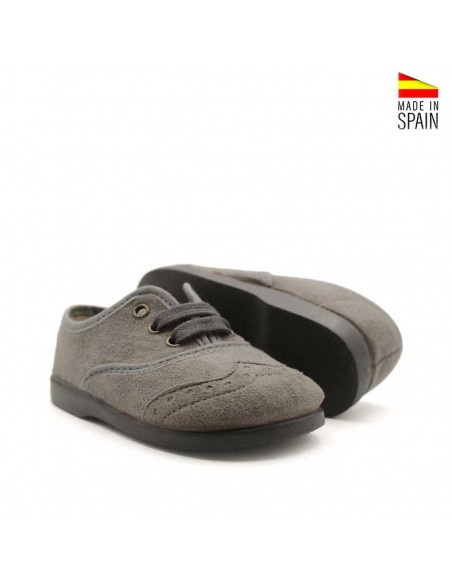 Zapato blucher gris con cordones vista lateral