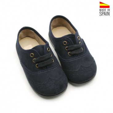Zapato blucher azul marino con cordones