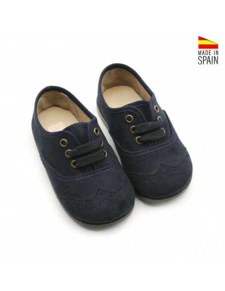 Zapato blucher azul marino con cordones