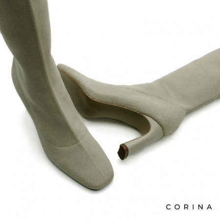 Botas elásticas kaki por encima de la rodilla