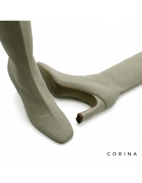 Botas elásticas kaki por encima de la rodilla