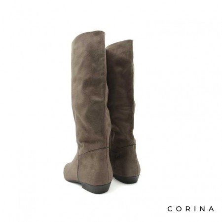 Bota alta plana taupe